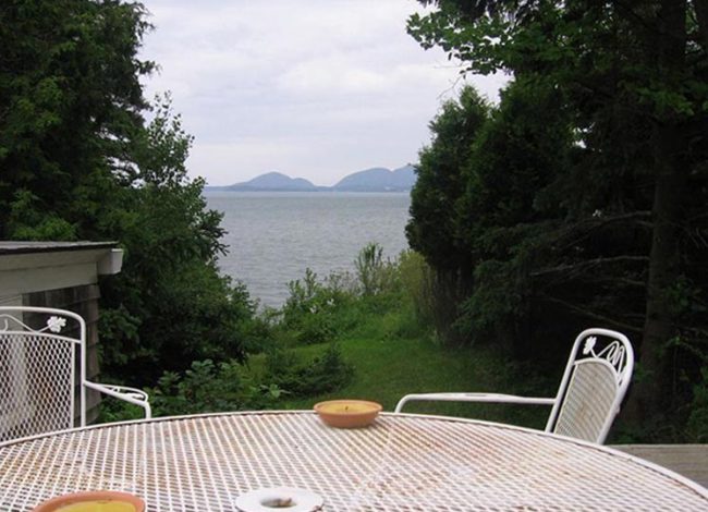 Patio and view of Mount Desert Island